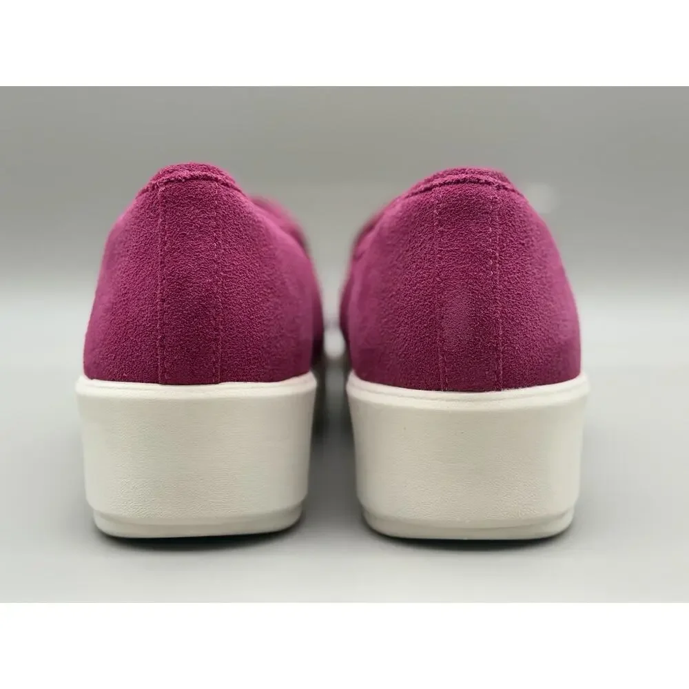 Clarks Womens Layton Petal Slip On Sneaker Fuchsia Multi Stripe Suede 9.5 Wide